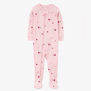 NWT Baby Heart Print Valentine's Day Cotton 1-Piece Pajamas